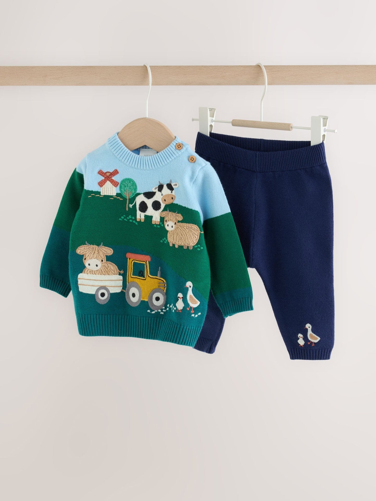 Green/Blue Hamish Farm Baby Knitted Jumper and Leggings Set (0mths-2yrs) image 1