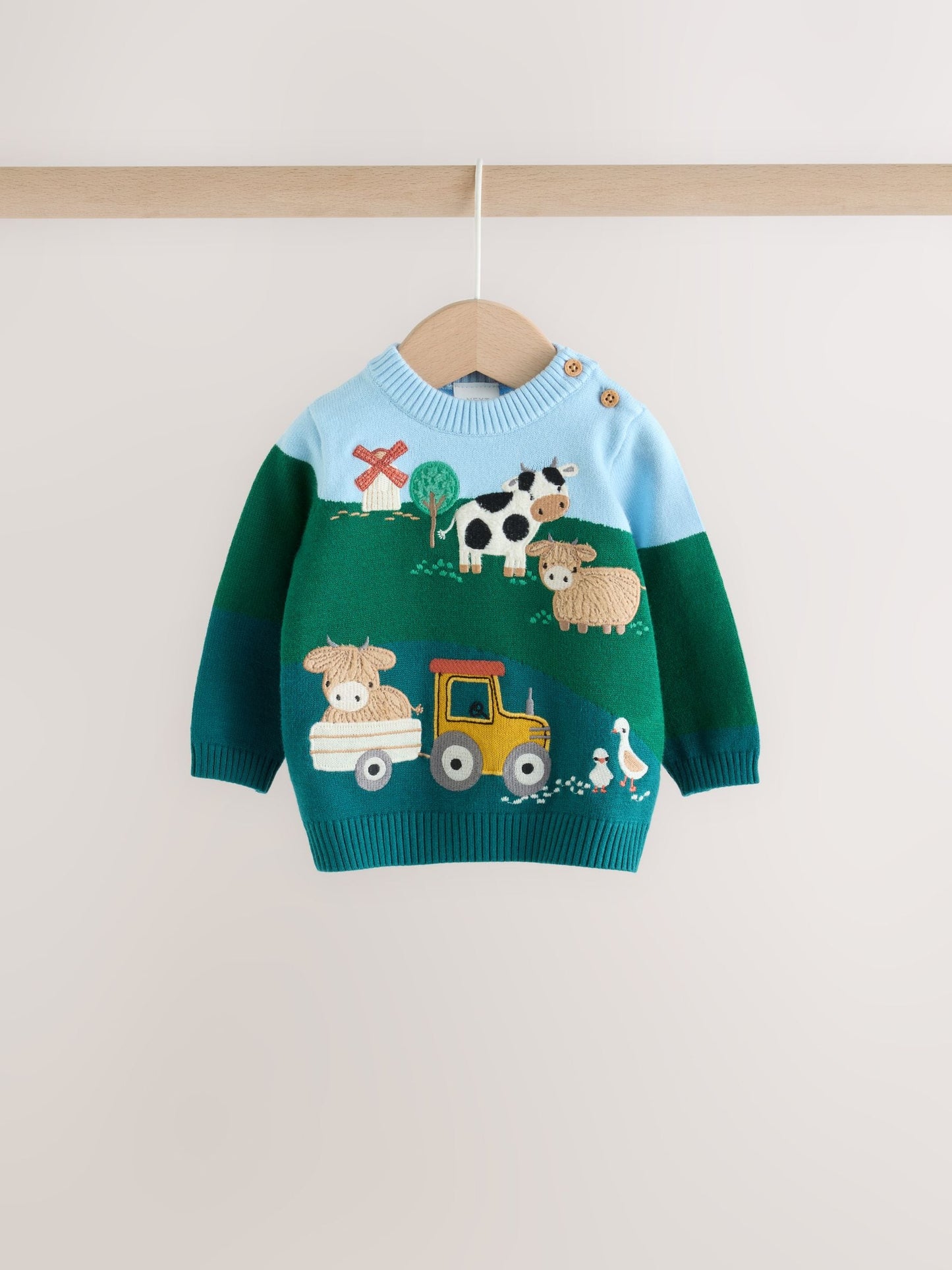 Green/Blue Hamish Farm Baby Knitted Jumper and Leggings Set (0mths-2yrs) image 2