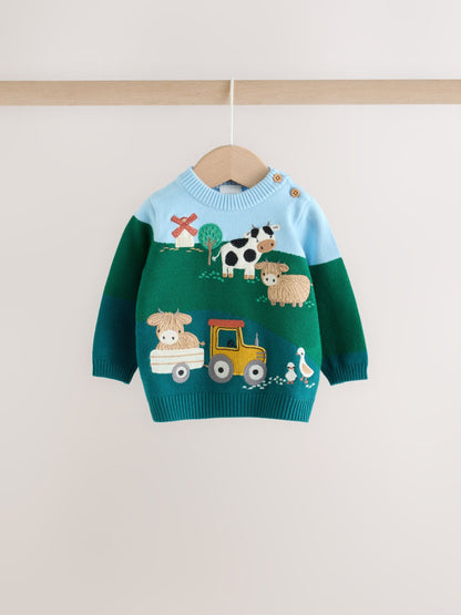 Green/Blue Hamish Farm Baby Knitted Jumper and Leggings Set (0mths-2yrs) image 2