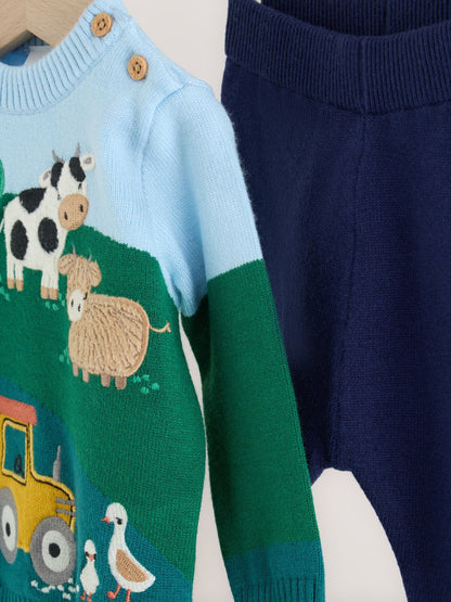 Green/Blue Hamish Farm Baby Knitted Jumper and Leggings Set (0mths-2yrs) image 7