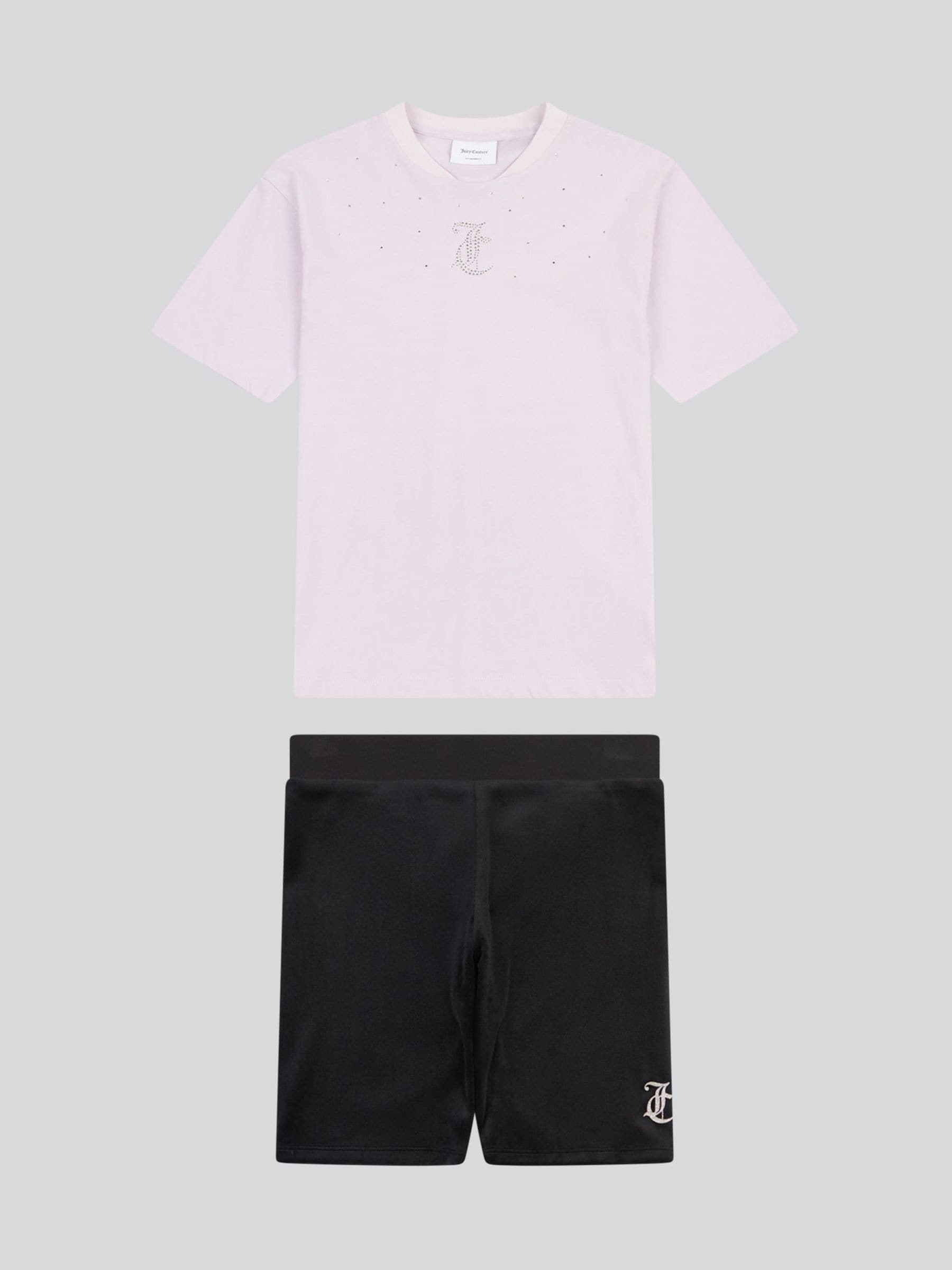 Dsiney Kidz - Juicy Couture Black Loose T-Shirt & Velour Cycling Shorts Set image 1