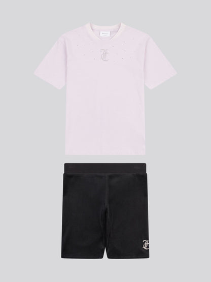 Dsiney Kidz - Juicy Couture Black Loose T-Shirt & Velour Cycling Shorts Set image 1