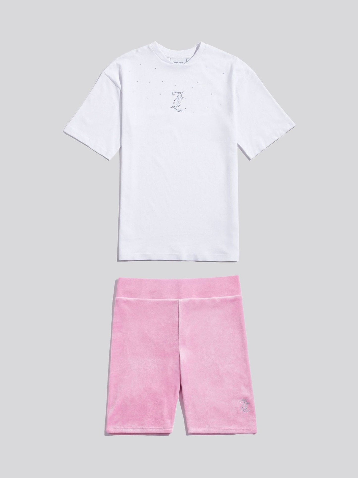 Dsiney Kidz - Juicy Couture Pink Loose T-Shirt & Velour Cycling Shorts Set image 1