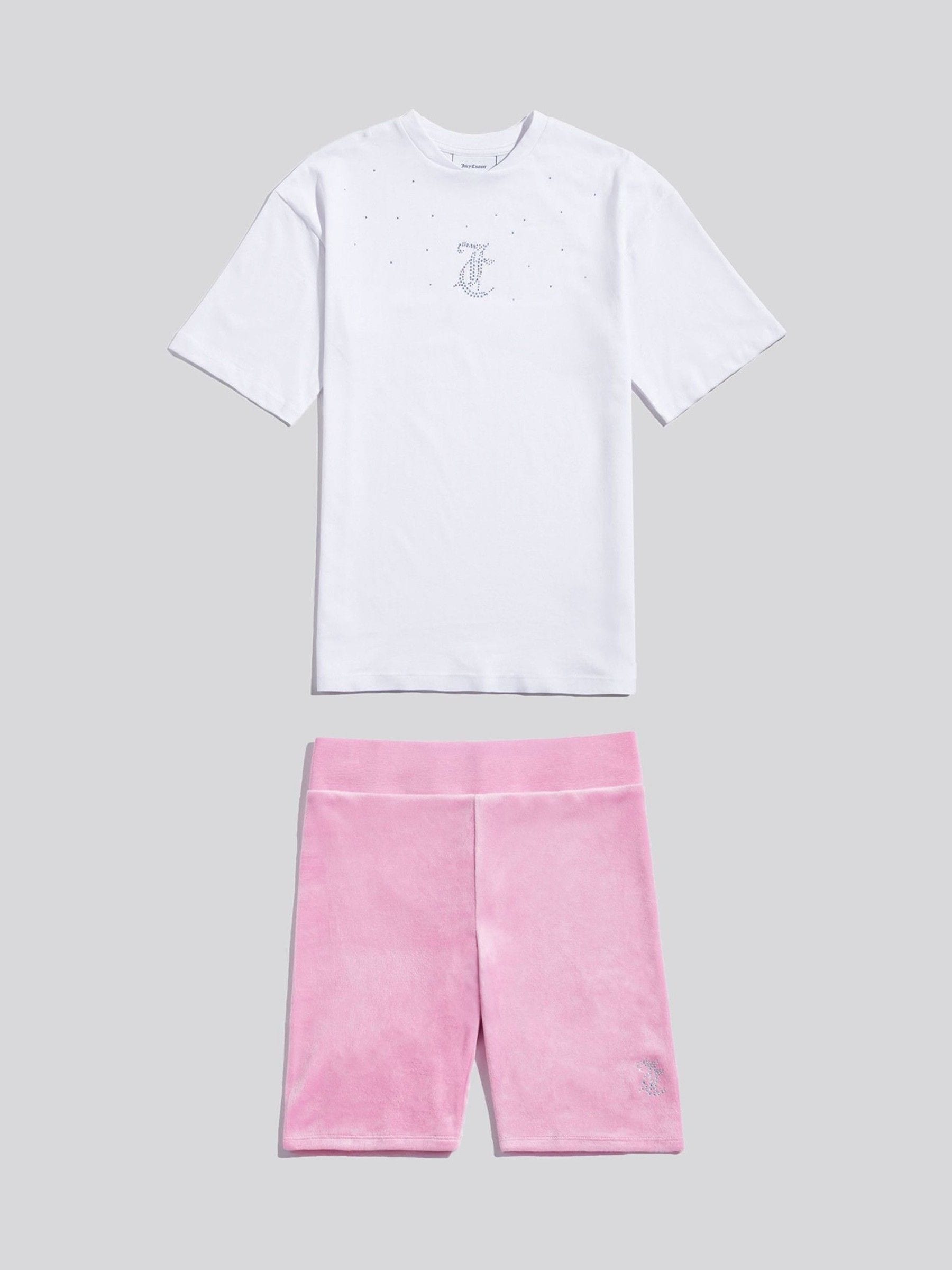 Dsiney Kidz - Juicy Couture Pink Loose T-Shirt & Velour Cycling Shorts Set image 1
