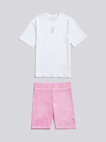 Dsiney Kidz - Juicy Couture Pink Loose T-Shirt & Velour Cycling Shorts Set image 1