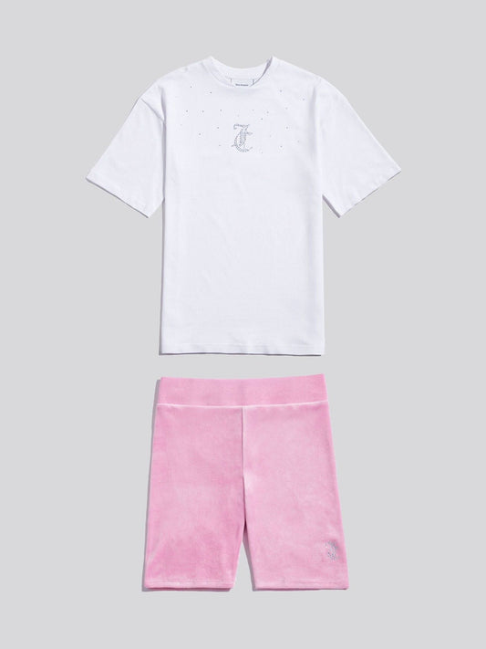 Dsiney Kidz - Juicy Couture Pink Loose T-Shirt & Velour Cycling Shorts Set image 1