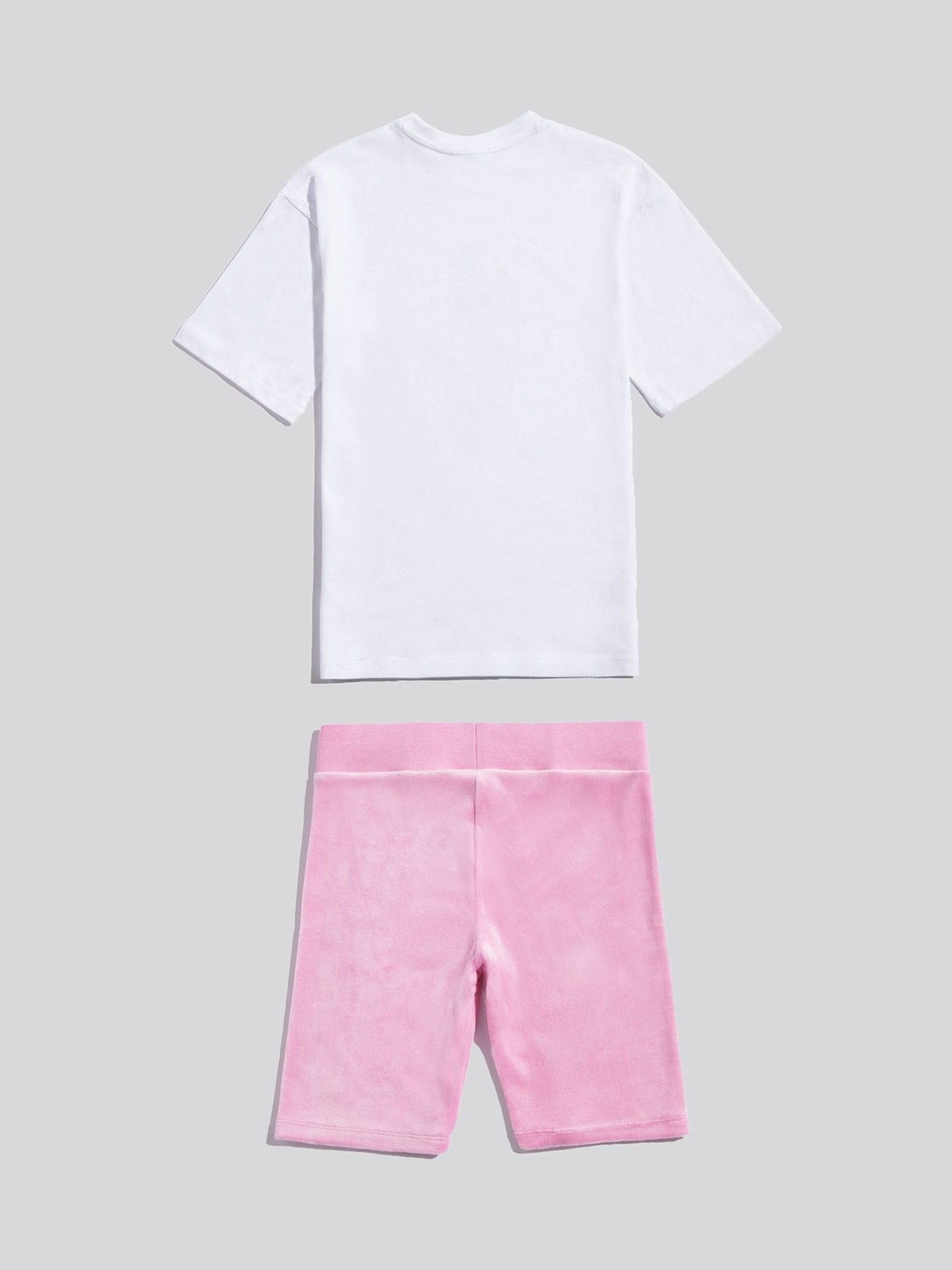 Dsiney Kidz - Juicy Couture Pink Loose T-Shirt & Velour Cycling Shorts Set image 2