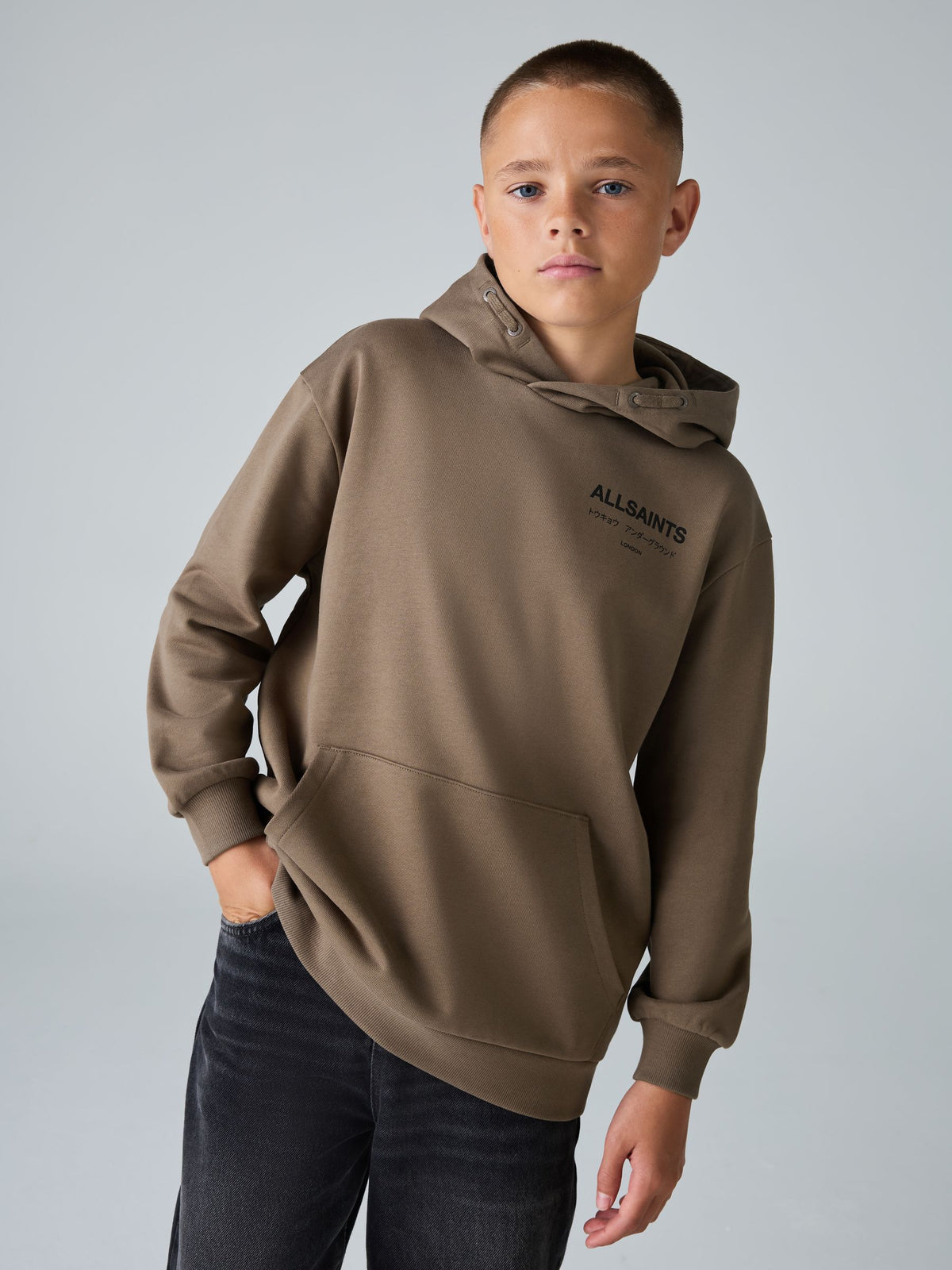 smALLSAINTS Brown Oversized Underground Pullover Hoodie - image 1