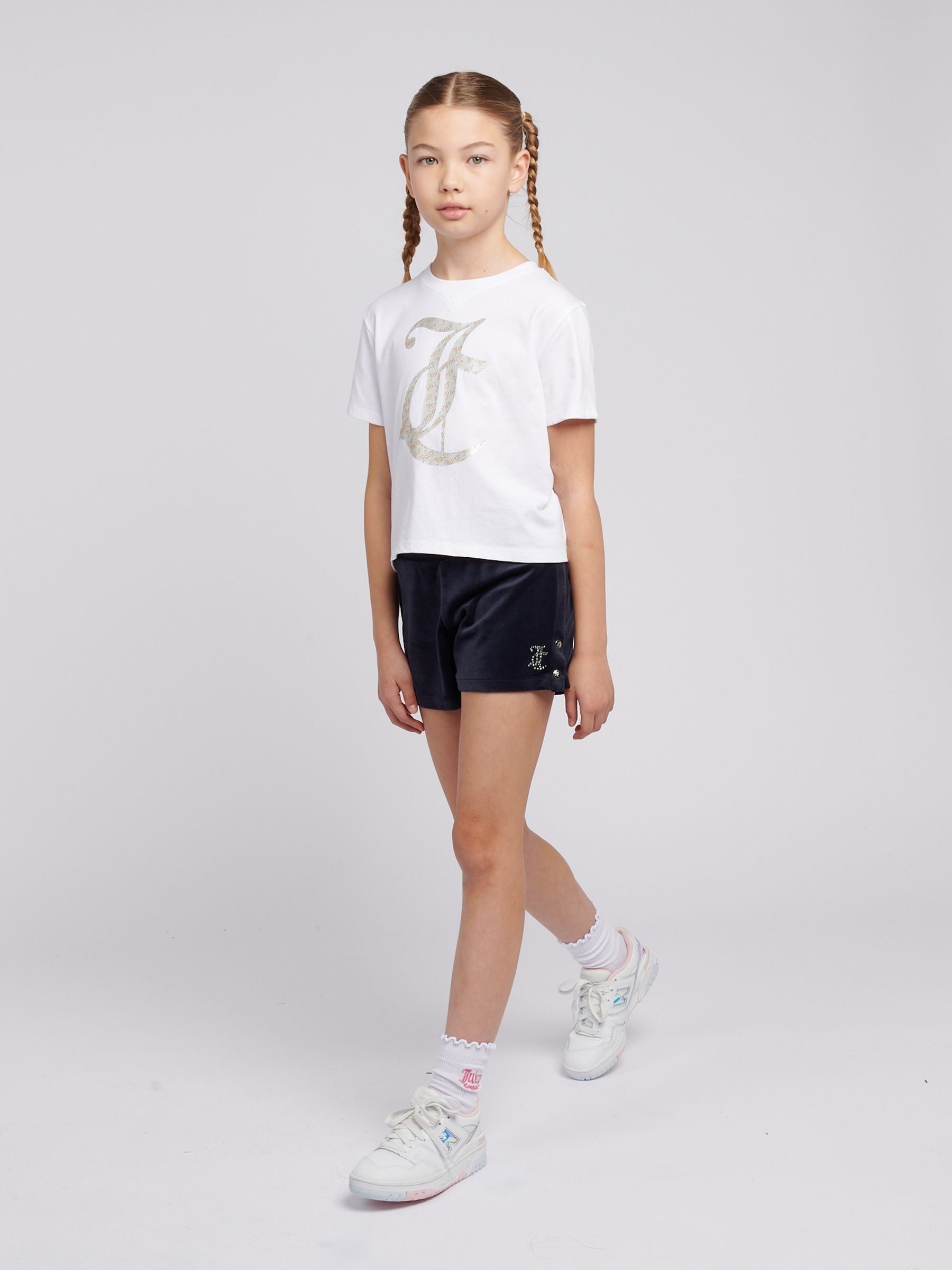 Dsiney Kidz - Juicy Couture Blue Girls Boxy T-Shirt & Velour Shorts Set image 2