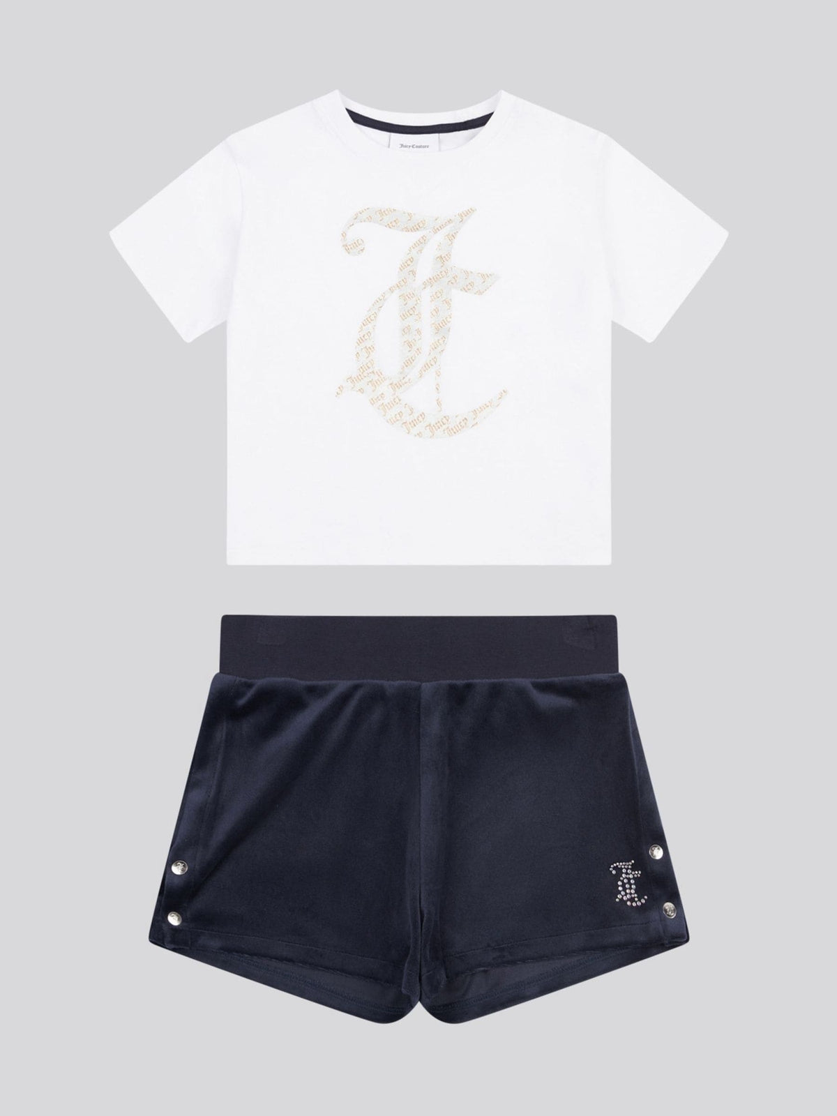 Dsiney Kidz - Juicy Couture Blue Girls Boxy T-Shirt & Velour Shorts Set image 6