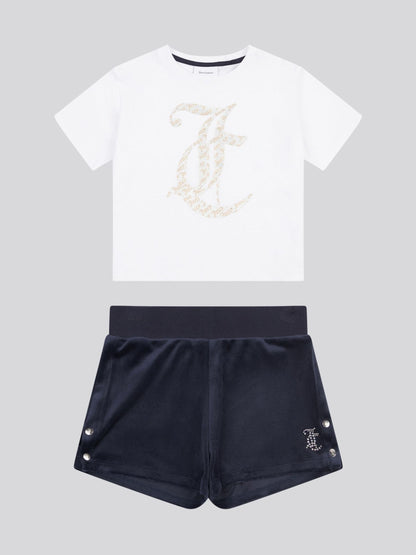 Dsiney Kidz - Juicy Couture Blue Girls Boxy T-Shirt & Velour Shorts Set image 6