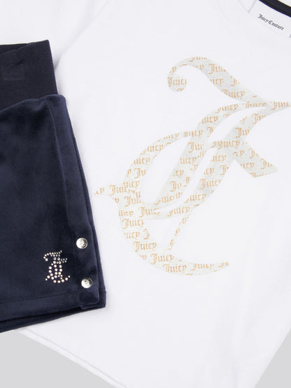 Dsiney Kidz - Juicy Couture Blue Girls Boxy T-Shirt & Velour Shorts Set image 8