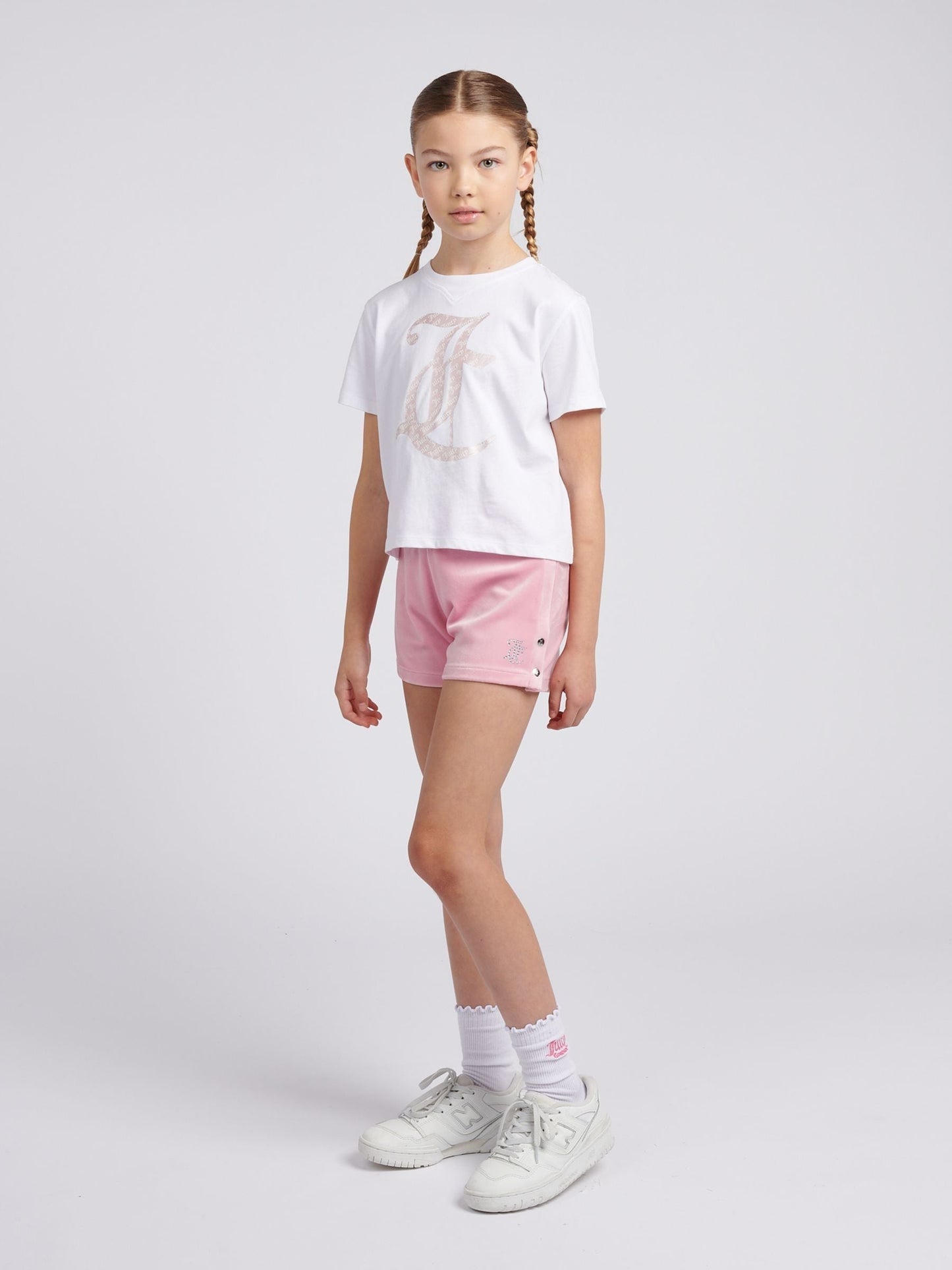 Dsiney Kidz - Juicy Couture Pink Girls Boxy T-Shirt & Velour Shorts Set image 2