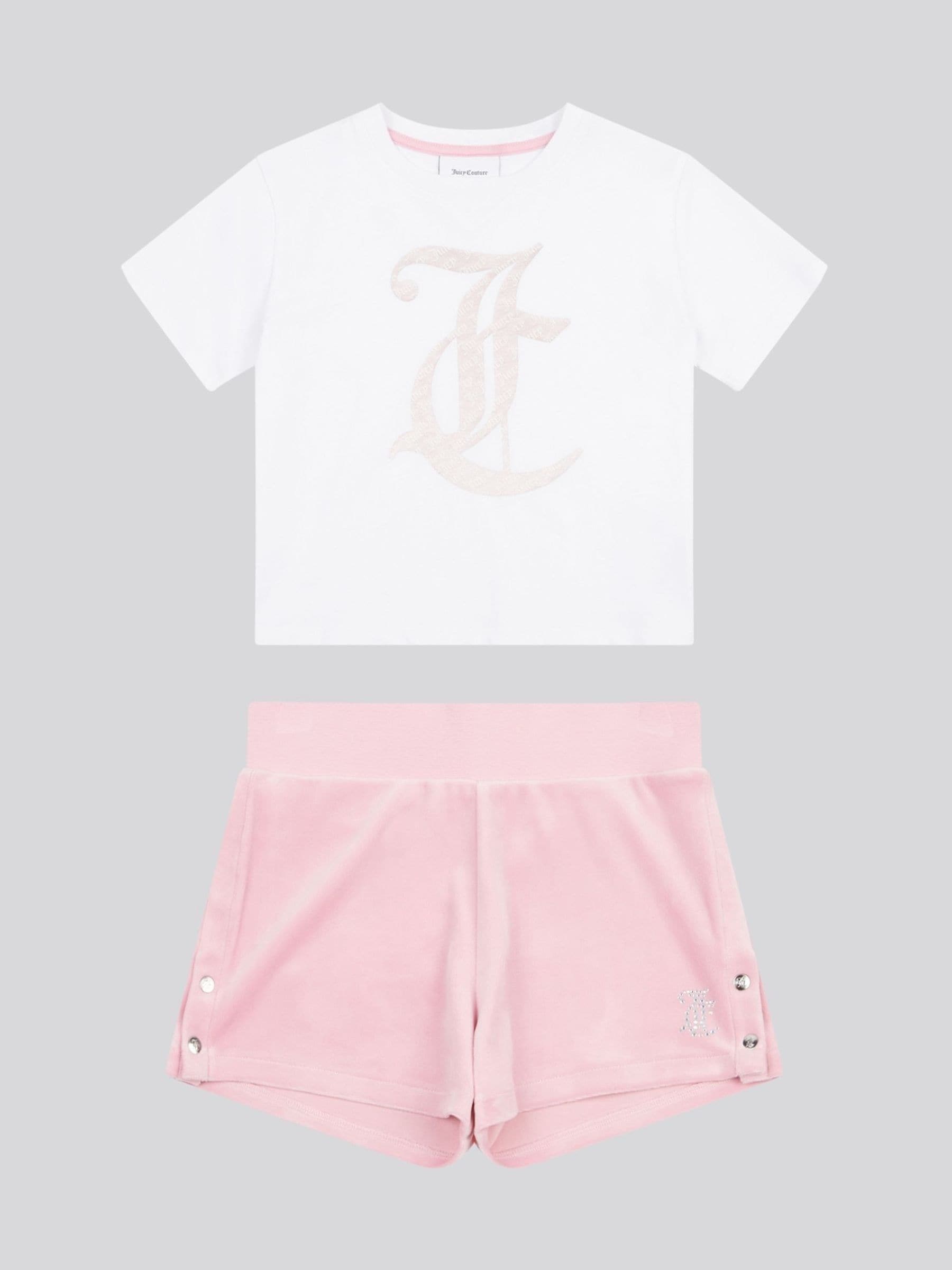 Dsiney Kidz - Juicy Couture Pink Girls Boxy T-Shirt & Velour Shorts Set image 6