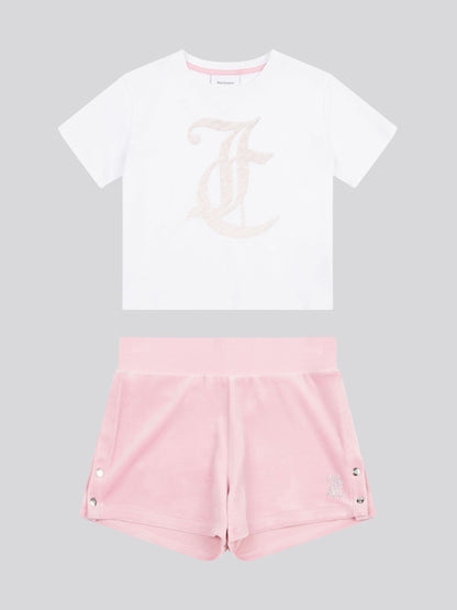 Dsiney Kidz - Juicy Couture Pink Girls Boxy T-Shirt & Velour Shorts Set image 6