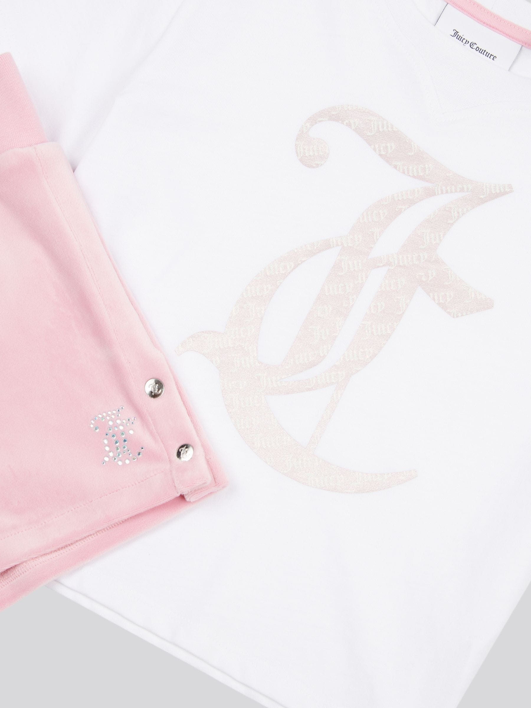 Dsiney Kidz - Juicy Couture Pink Girls Boxy T-Shirt & Velour Shorts Set image 8