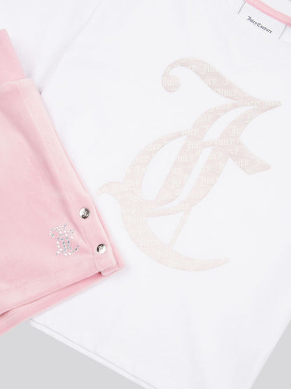 Dsiney Kidz - Juicy Couture Pink Girls Boxy T-Shirt & Velour Shorts Set image 8