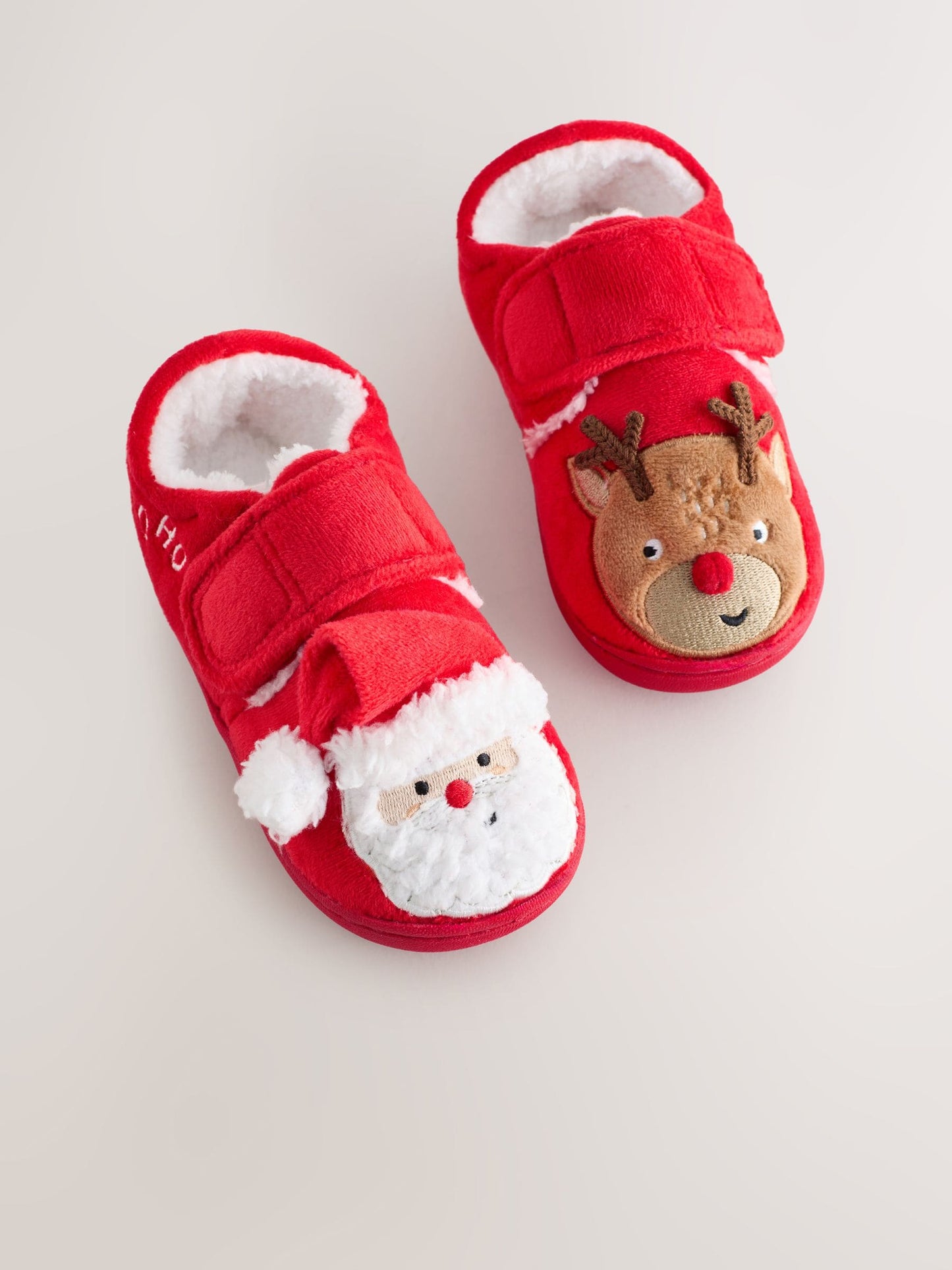 Red/White Christmas Warm Lined Cupsole Slippers