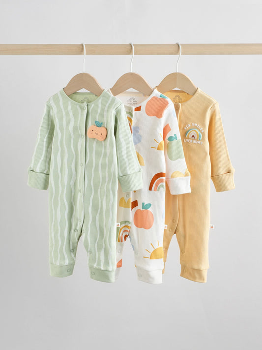 Yellow Baby Footless Character Sleepsuits 3 Pack (0mths-3yrs) image 1