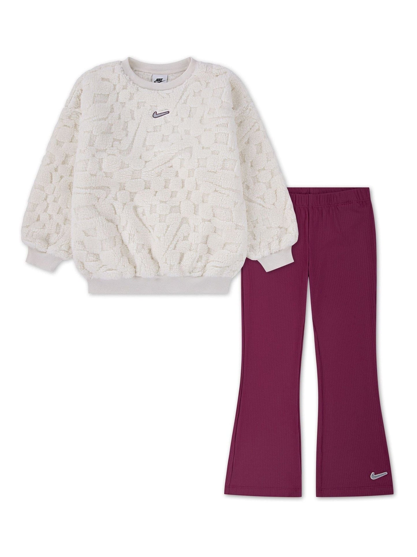 Nike Purple Little Kids Cosy Crew and Flared Leggings Set image 2