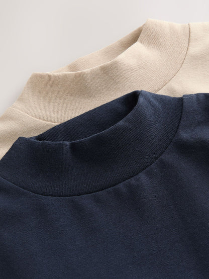 Dsiney Kidz - Navy/Stone Long Sleeve Turtle Neck T-Shirts 2 Pack (3mths-7yrs) image 5