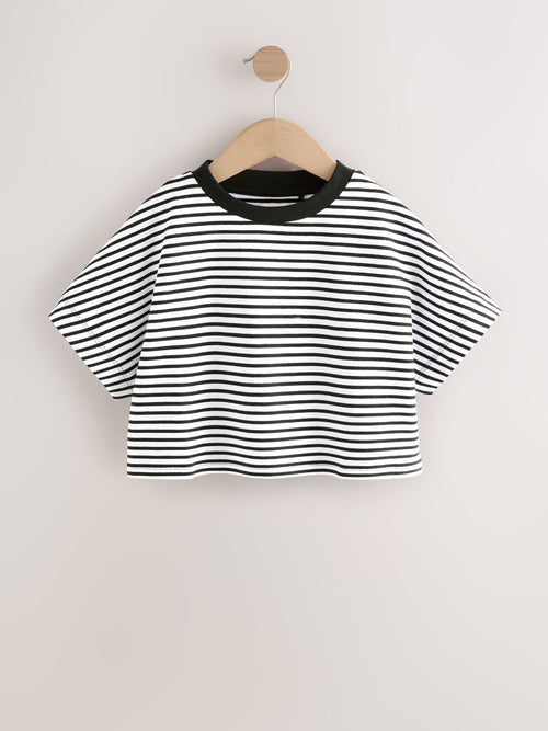 Dsiney Kidz - Black/White Stripe Boxy T-Shirt (3-16yrs) image 1