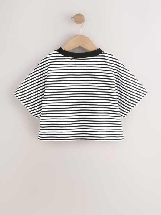 Dsiney Kidz - Black/White Stripe Boxy T-Shirt (3-16yrs) image 2