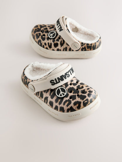 smALLSAINTS Leopard Print Borg Lined Clog Slippers - image 1