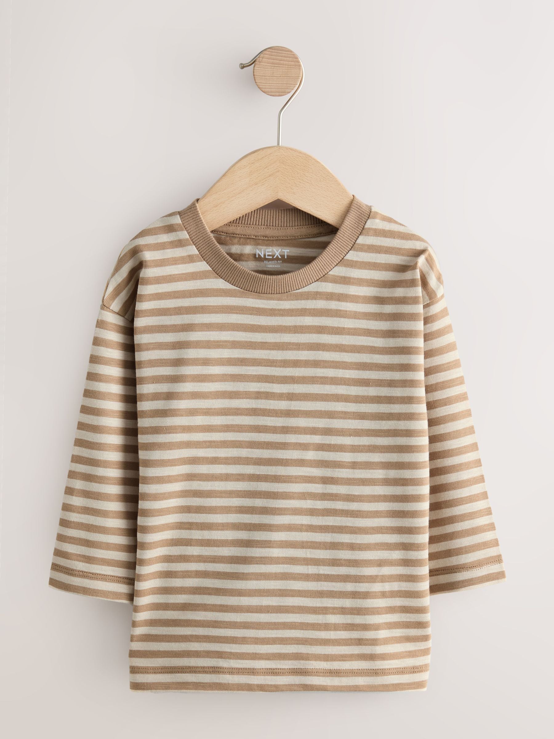 Dsiney Kidz - Neutral Tan Hamish Long Sleeve Animal Print Character T-Shirts 3 Pack (3mths-7yrs) image 4