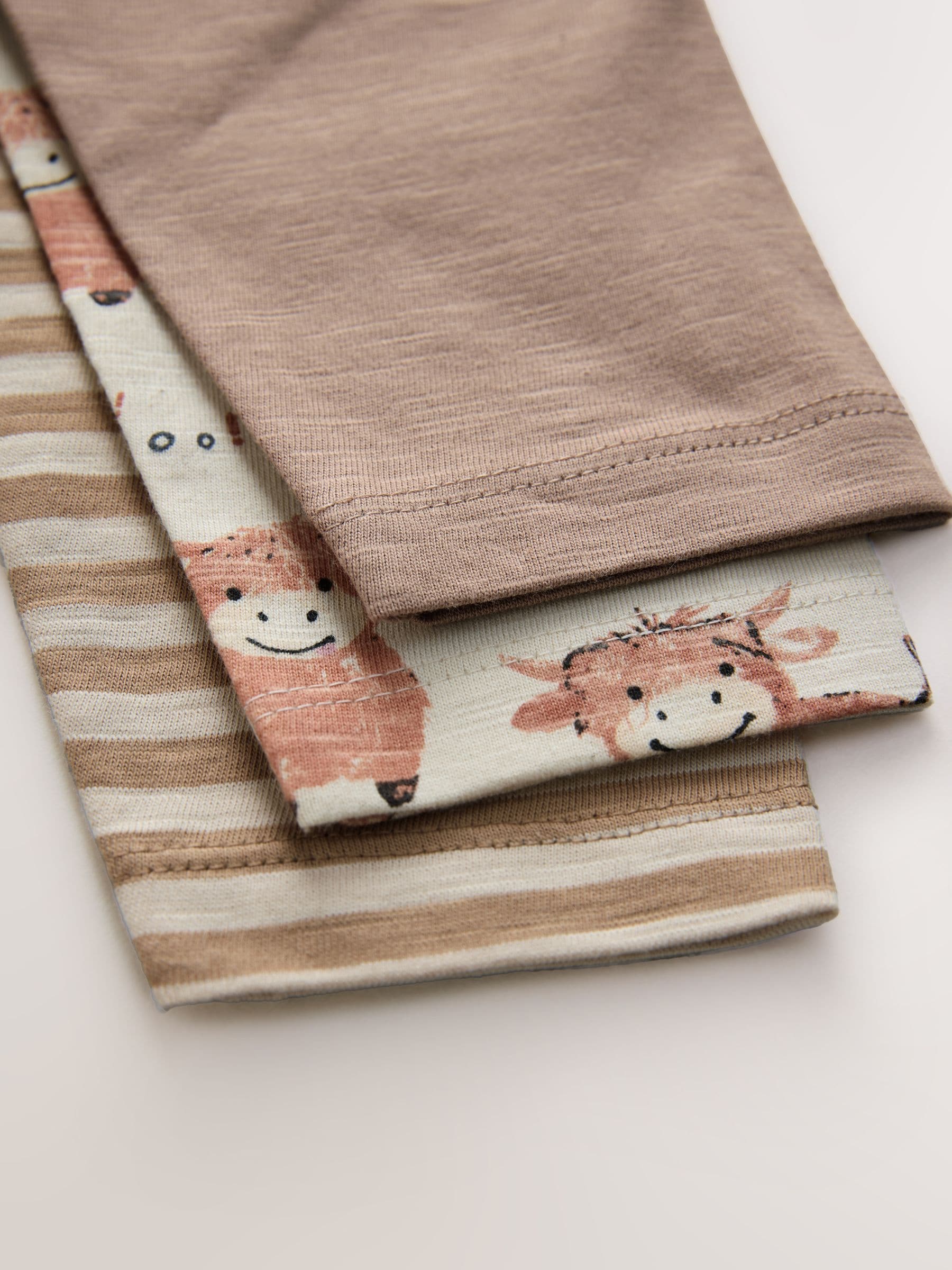 Dsiney Kidz - Neutral Tan Hamish Long Sleeve Animal Print Character T-Shirts 3 Pack (3mths-7yrs) image 7
