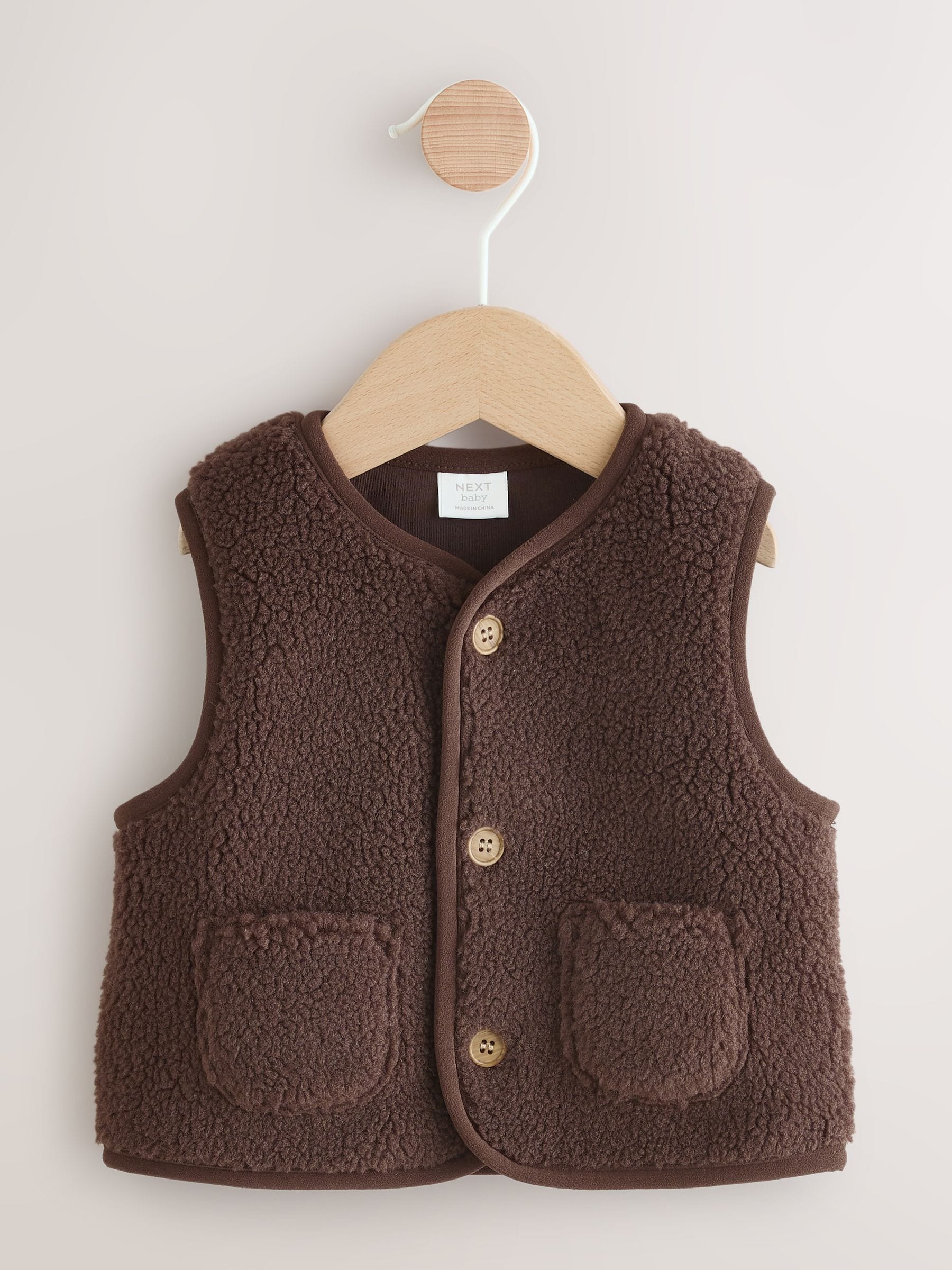 Dsiney Kidz - Chocolate Brown Borg Baby Gilet image 1