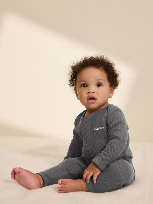 smALLSAINTS Charcoal Grey Textured Bodysuit & legging Baby Boys Set image 1