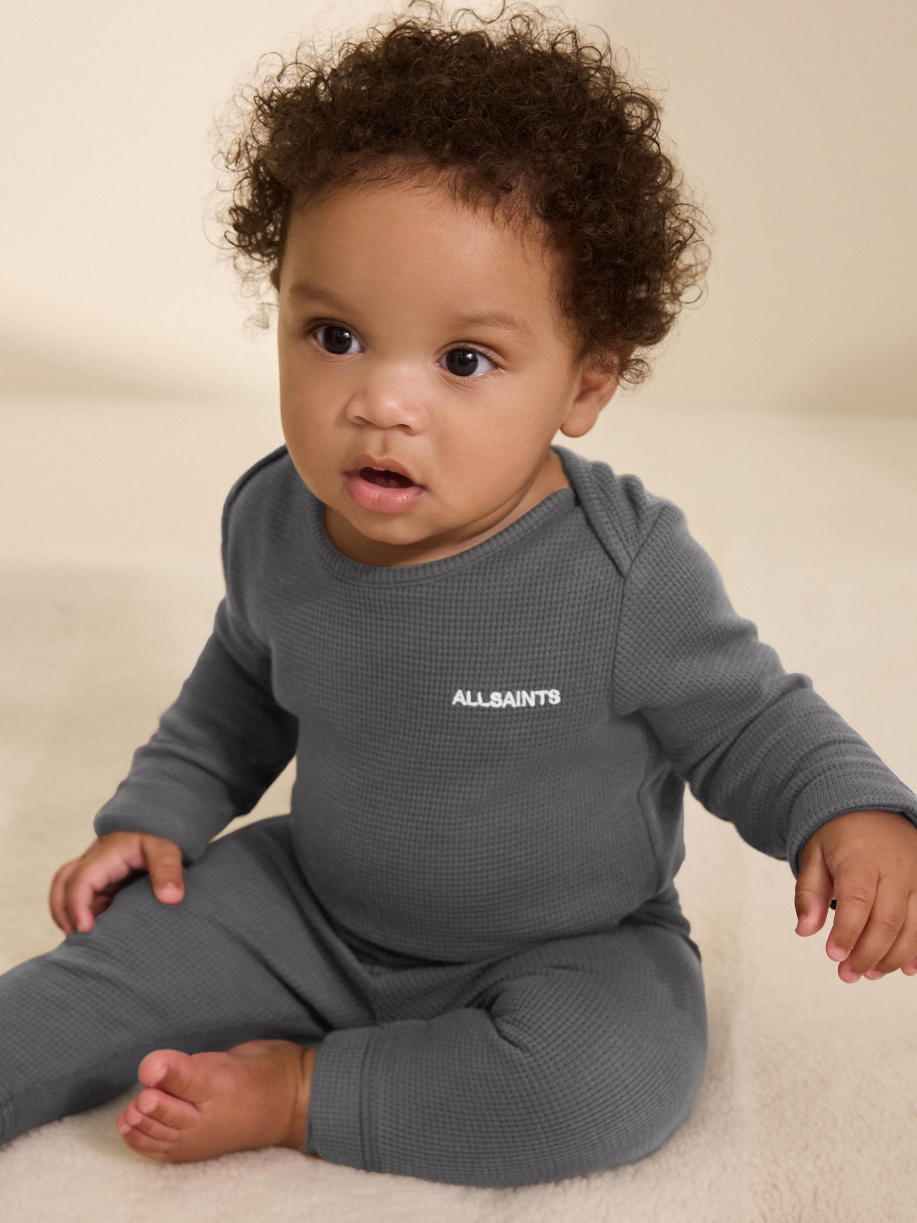 smALLSAINTS Charcoal Grey Textured Bodysuit & legging Baby Boys Set image 2