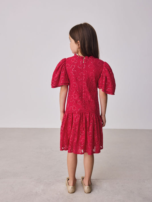 Baker by Ted Baker Red Sequin Lace Angel Sleeve Dress image 2