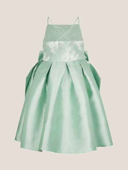 Monsoon Green Juniper Satin Lace Bow Bridesmaid Dress image 3