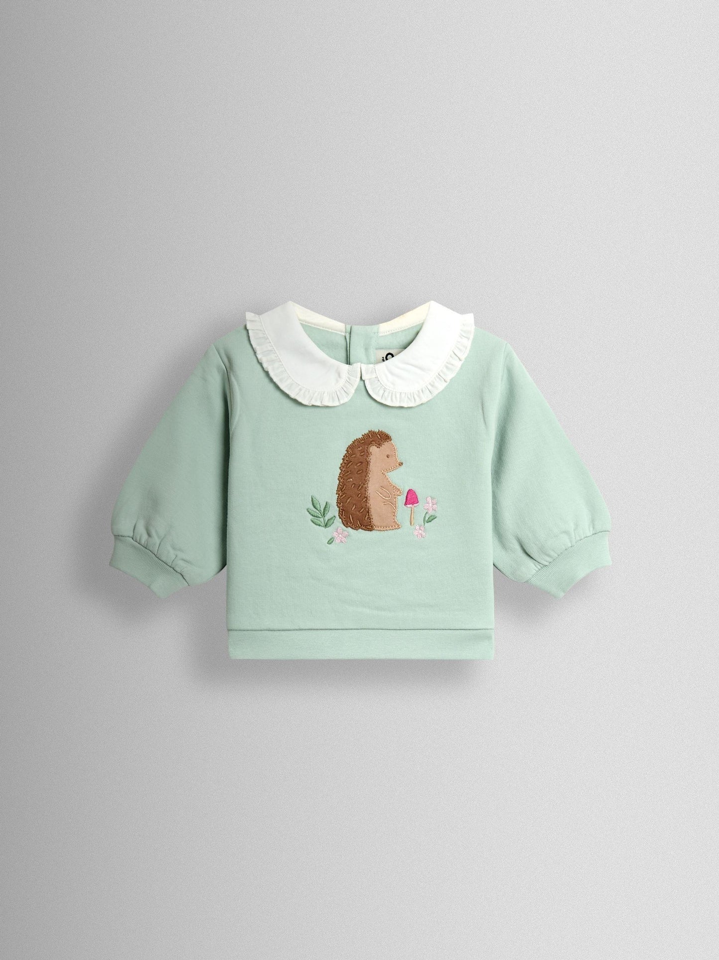 JoJo Maman Bébé Mint Hedgehog Collared Appliqué Sweatshirt & Legging Set image 2