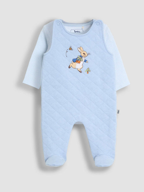 JoJo Maman Bébé Blue Quilted 2-Piece Dungaree Set image 1