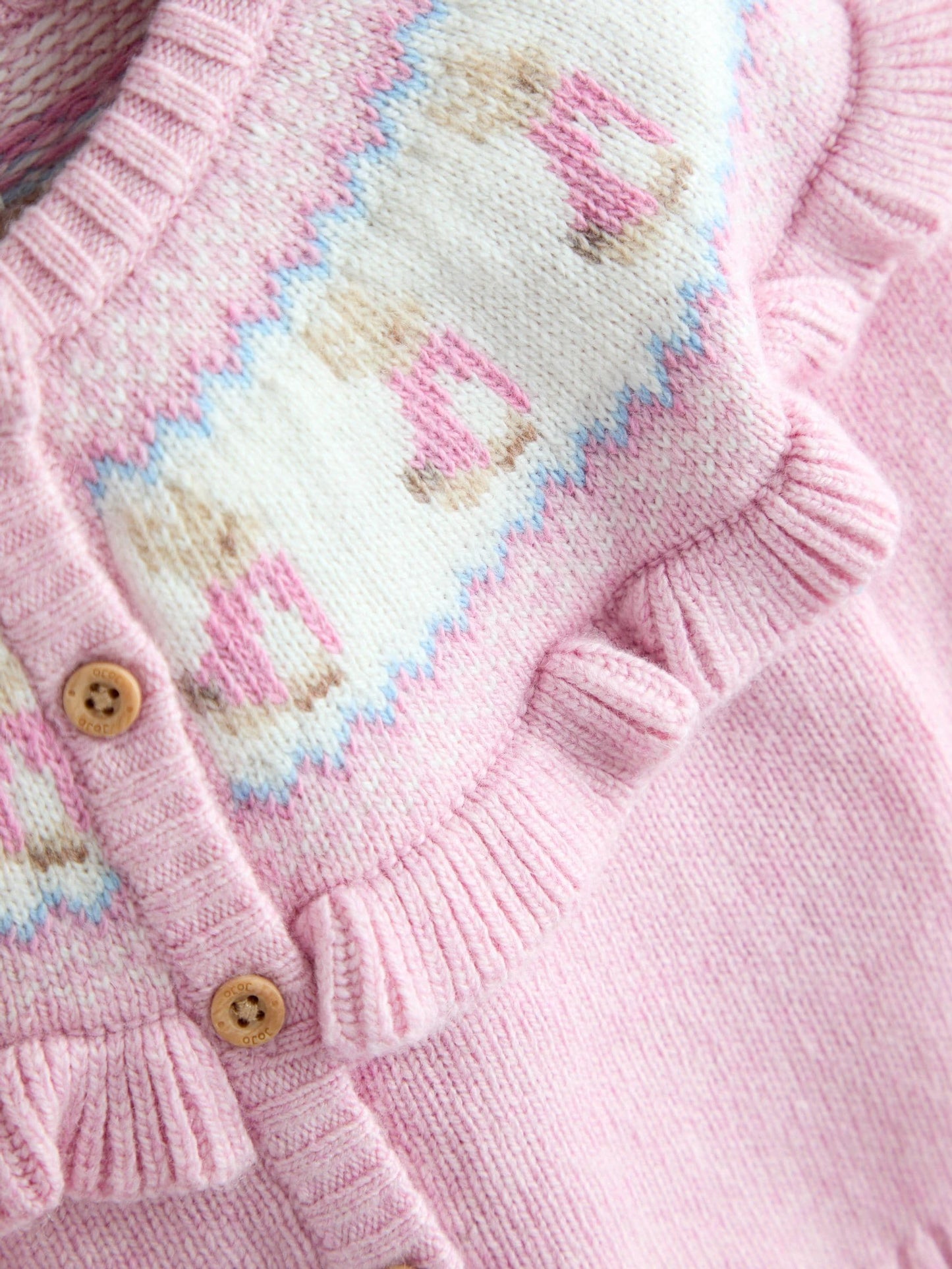 JoJo Maman Bébé Pink Fair isle Knit Cardigan & Bottom Set image 3