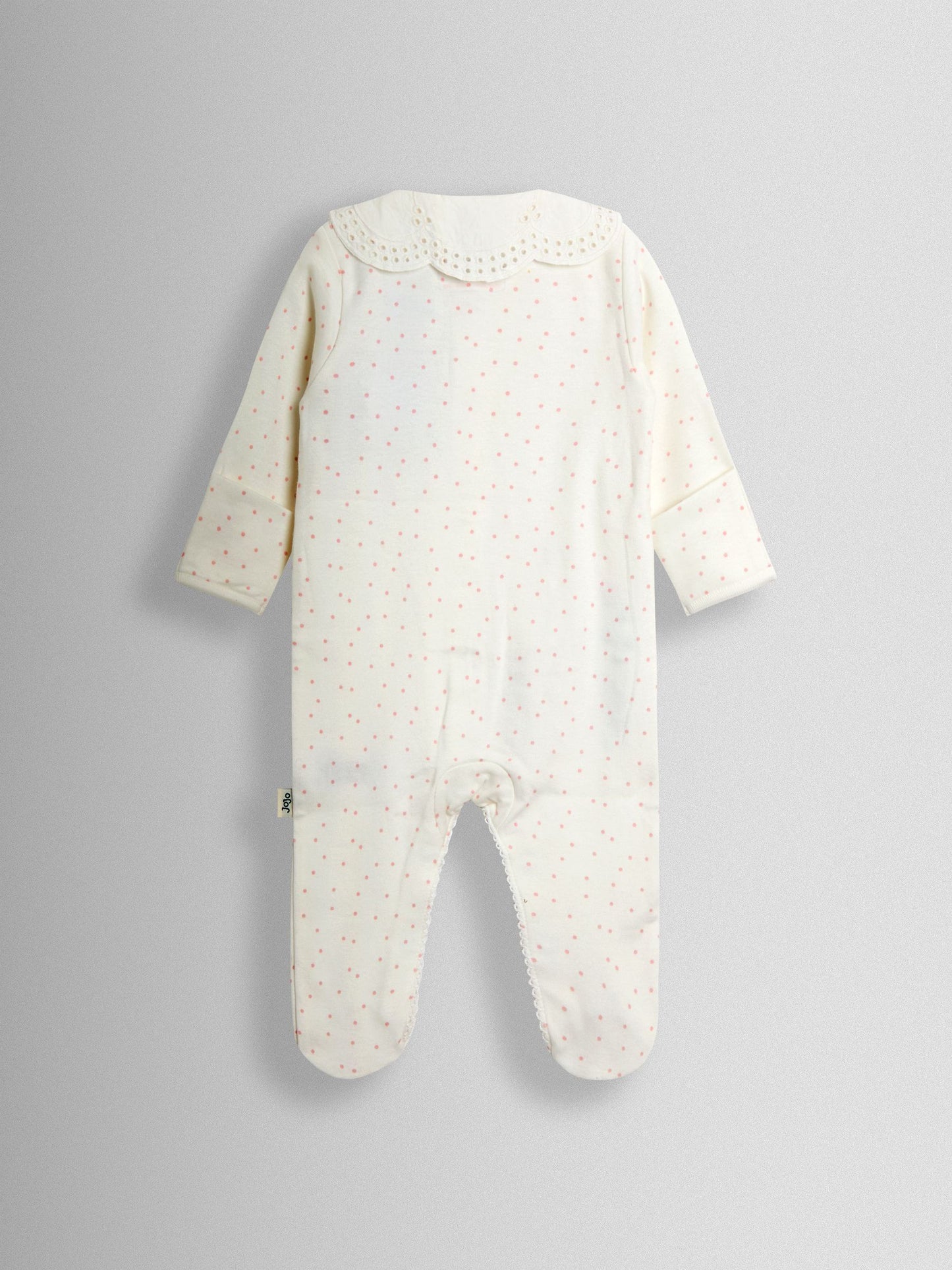 JoJo Maman Bébé Cream Speckled Hedgehog Organic Cotton Embroidered Footed Sleepsuit image 3