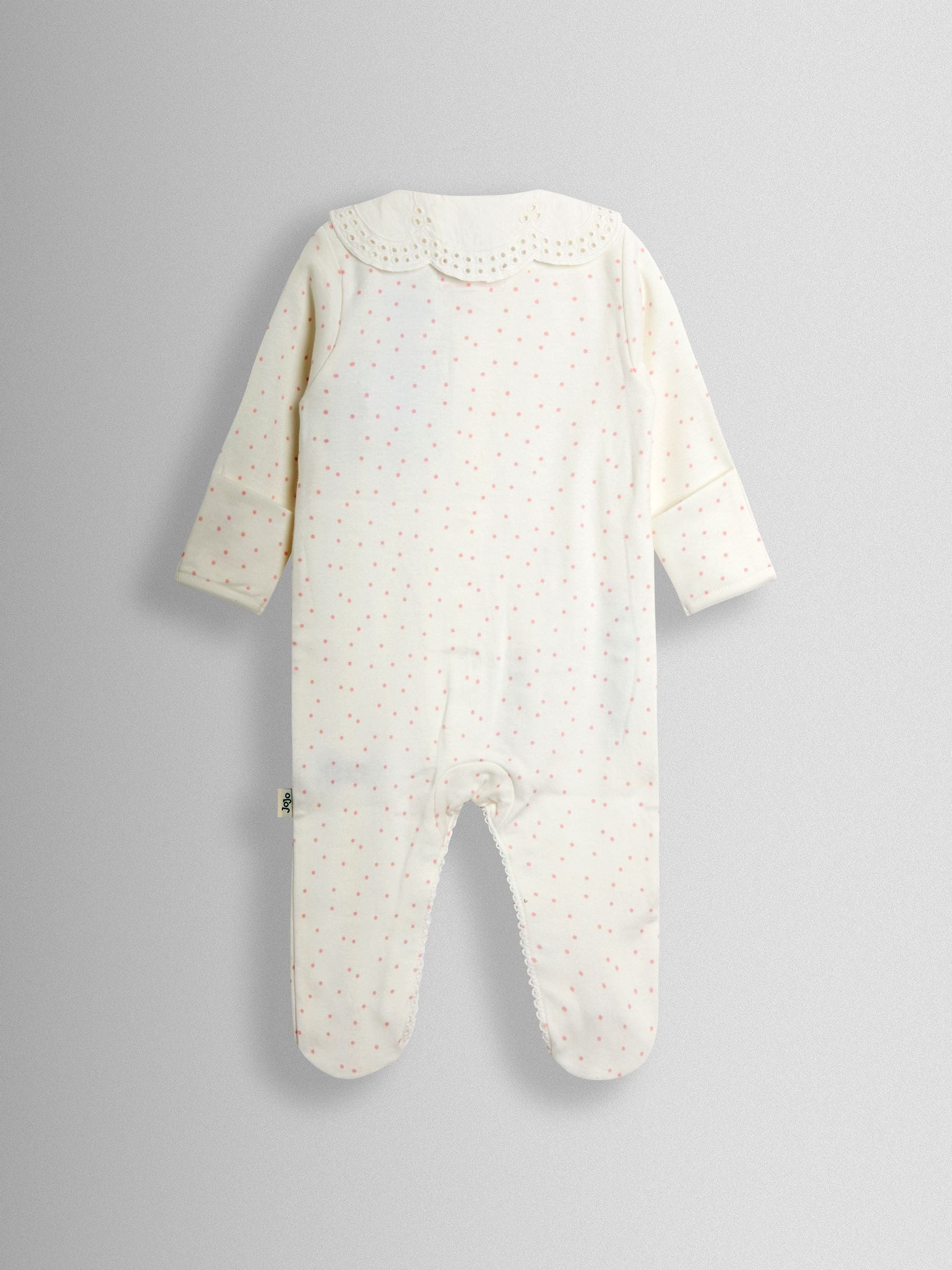 JoJo Maman Bébé Cream Speckled Hedgehog Organic Cotton Embroidered Footed Sleepsuit image 3