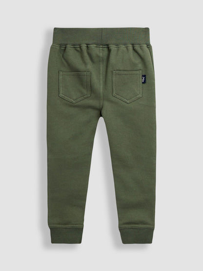 JoJo Maman Bébé Khaki Green Tractor 2-Pack Appliqué Knee & Plain Joggers image 3