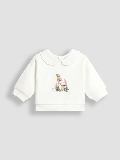 JoJo Maman Bébé Blue Floral Flopsy Appliqué Sweatshirt Leggings & Headband Set image 2