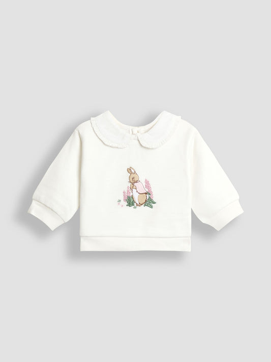 JoJo Maman Bébé Blue Floral Flopsy Appliqué Sweatshirt Leggings & Headband Set image 2