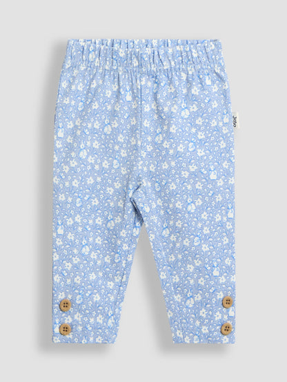 JoJo Maman Bébé Blue Floral Flopsy Appliqué Sweatshirt Leggings & Headband Set image 4
