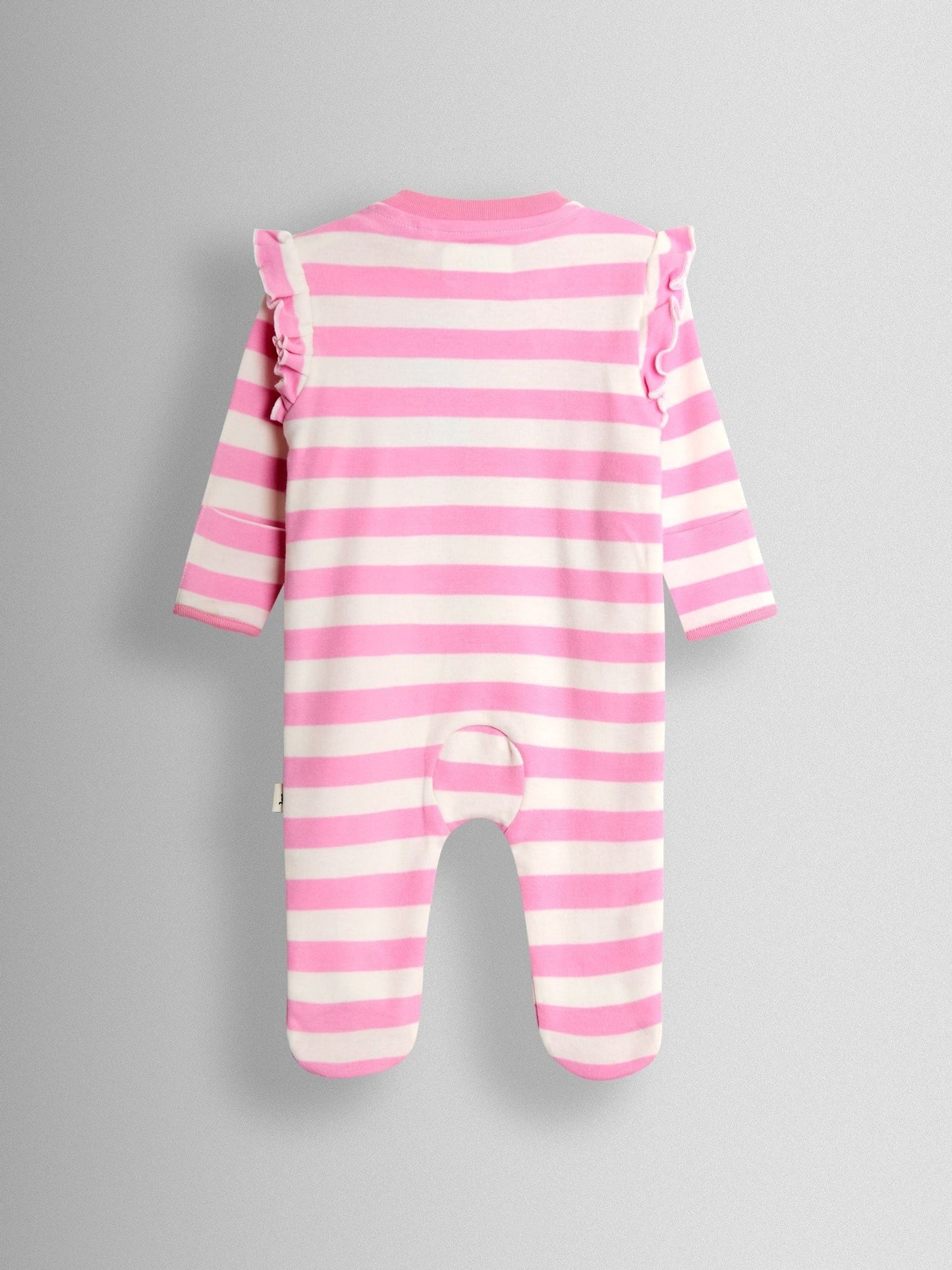 JoJo Maman Bébé Pink Cherry 100% Cotton Footed Frill Sleepsuit image 2
