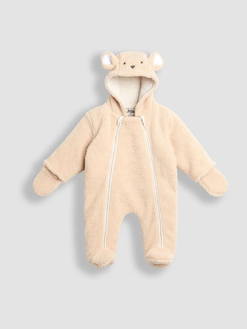 JoJo Maman Bébé Brown Bear Cosy Borg Character Pramsuit image 1