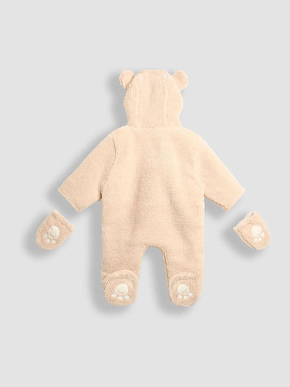 JoJo Maman Bébé Brown Bear Cosy Borg Character Pramsuit image 4
