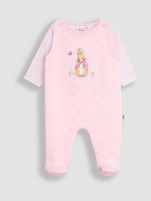 JoJo Maman Bébé Pale Pink Flopsy Quilted 2-Piece Dungaree Set image 1