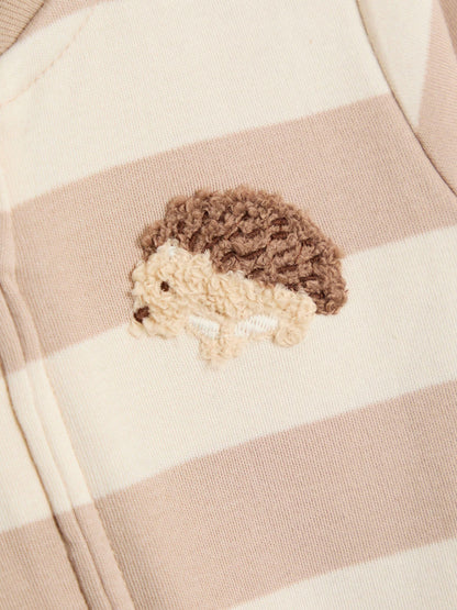 JoJo Maman Bébé Brown Hedgehog Wide Stripe Character Footed Sleepsuit image 4