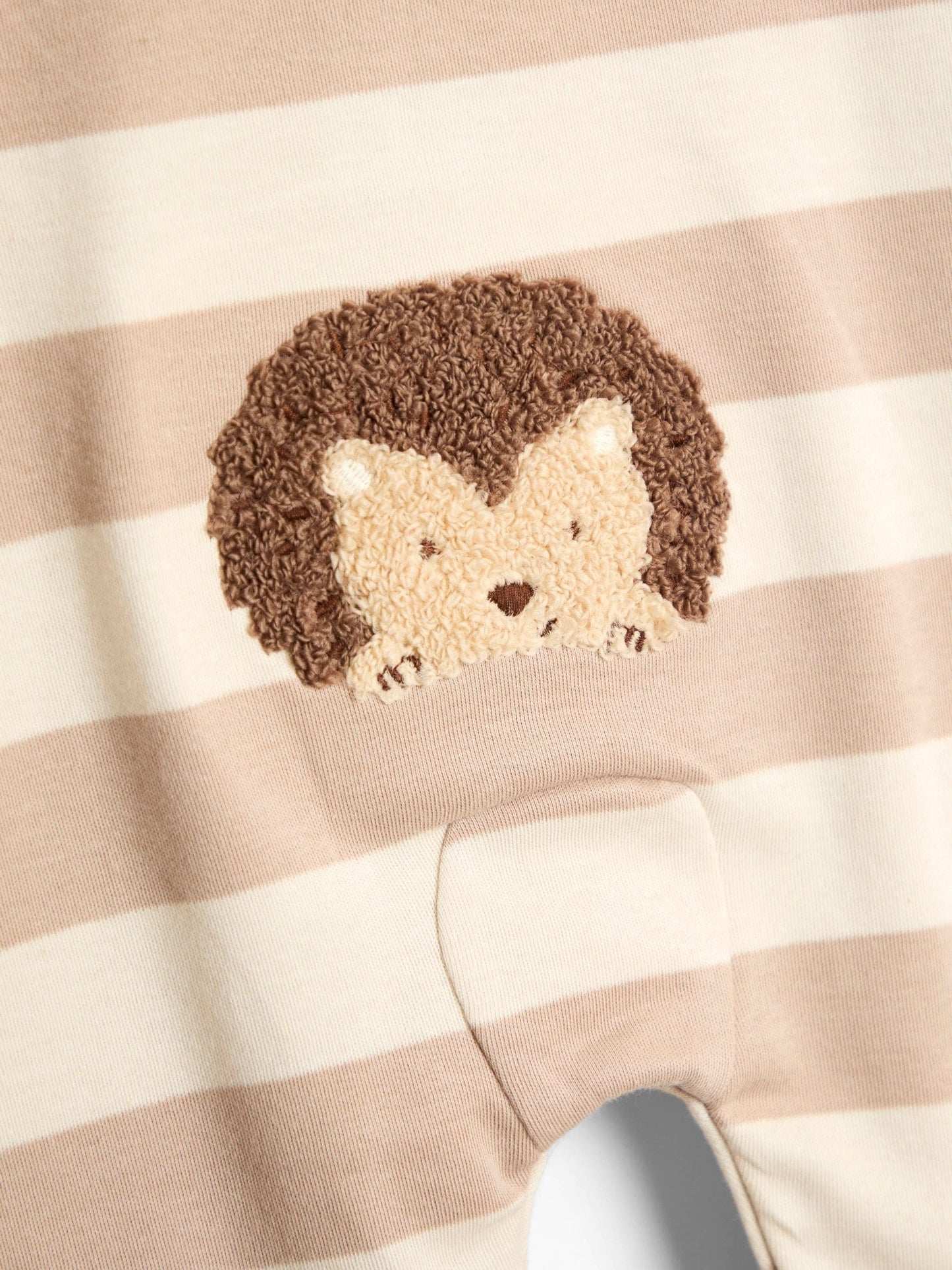JoJo Maman Bébé Brown Hedgehog Wide Stripe Character Footed Sleepsuit image 5